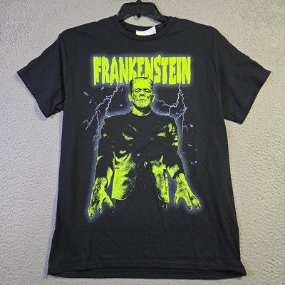 FRANKENSTEIN Glow in the Dark SHIRT Mens Medium Black Universal Monster NWT