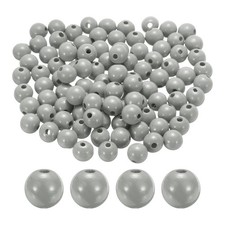 100pcs 16mm Light Gray Round Wood Beads 3.3mm Large Hole for Jewelry Making