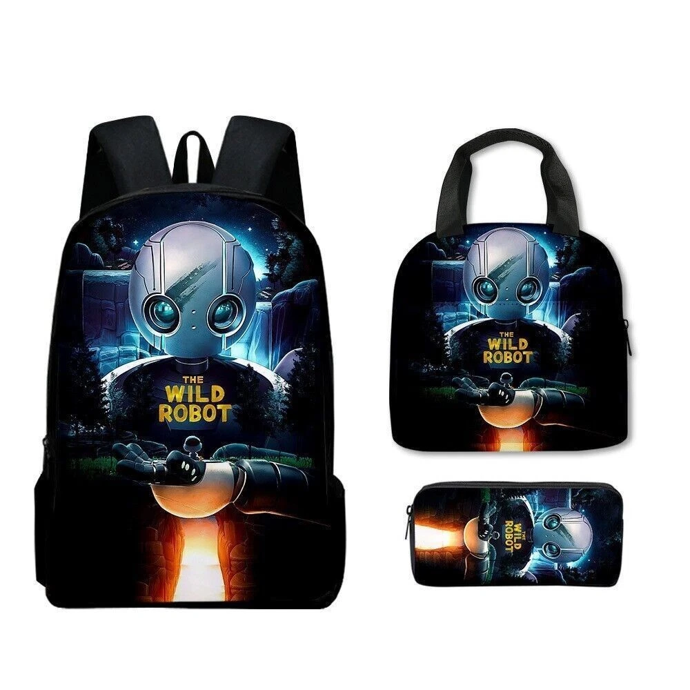 The Wild Robot Backpack Set for Kids, School Bag Lunch Bag Pencil Case