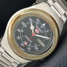 GENUINE VINTAGE SEIKO 5 AUTOMATIC JAPAN 7009A MENS BLACK DIAL WATCH a702332-1