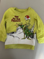 The Grinch Here For Your Presents Crewneck Sweatshirt Lime Green 2T Toddler