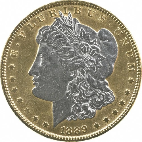 1889 Morgan Silver Dollar Colorized Gold Plated Reverse Proof Look *0581