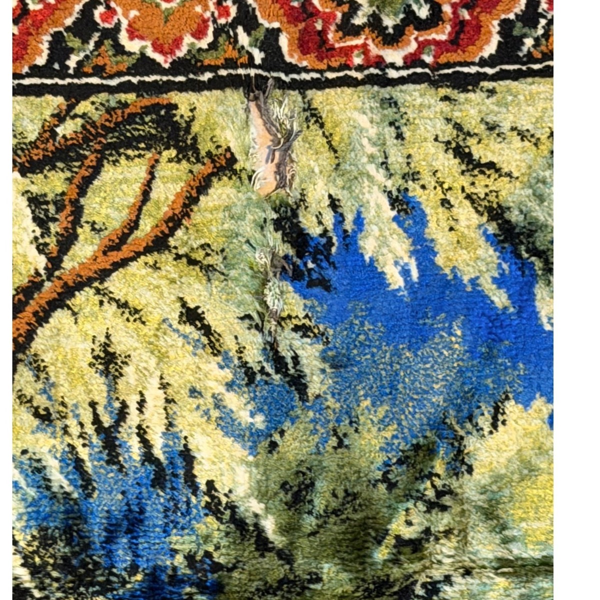 Vintage Velvet Wall Tapestry African Safari Hippo River Scene