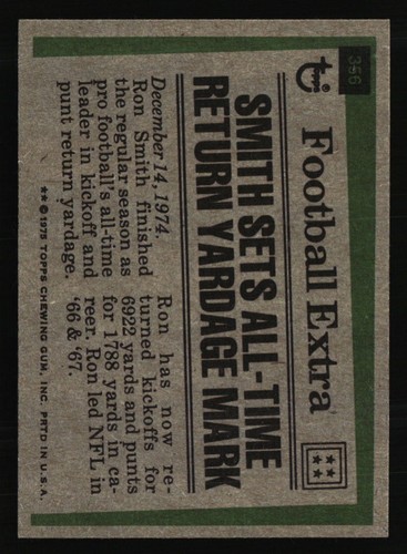 1975 Topps #356 Ron Smith - Picture 2 of 2