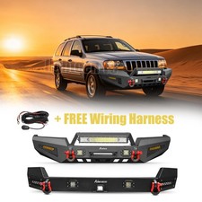 Aaiwa Frontrear Bumper Fits 1999-2004 Jeep Grand Cherokee Wj Wwinch Plate
