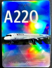 Delta Air Lines Pilot Trading Card from 2022 No. 56 Airbus A220-300