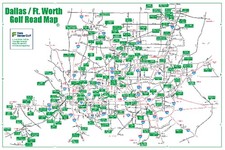Golf Road Map - Dallas / Ft. Worth Golf Map - Golf Travel Map - Golf Assessory