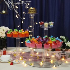 4 Tiers ACRYLIC Clear CAKE STAND Wedding Birthday Cupcake Display Tower Dessert