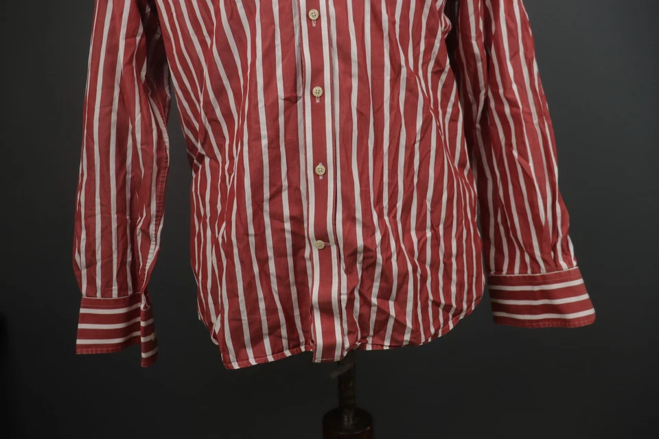 Hackett Red White Striped Cotton Long Sleeve Button Up Dress Shirt Sz 39 / 15.5 - Image 4 of 4