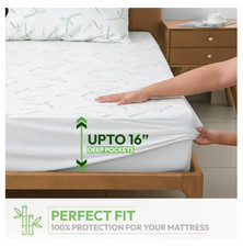 Bamboo Mattress Protector Hypoallergenic  Breathable Waterproof Mattress Cover