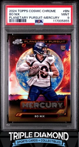 2024 Topps Cosmic Chrome Bo Nix Rookie Planetary Pursuit Mercury SP PSA 9 BNA172