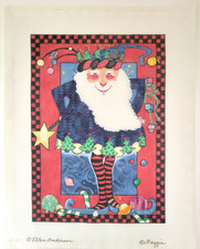Hand-painted Needlepoint Canvas Ellen Anderson Christmas Elf Partially Worked