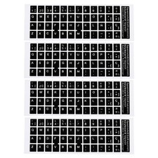 Spanish Keyboard Stickers Cover Smooth, Black Background White Lettering 4pcs