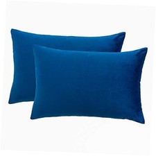 Velvet Decorative Throw Pillow Covers Cushion 20" x 12" Pack of 2 Royal Blue
