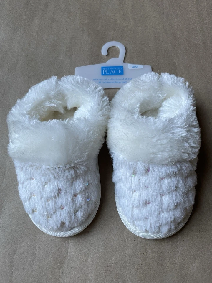 CHILDREN'S PLACE Toddler White SLIPPERS Size 4T - 5T US (UK 4) (EUR 21) NEW - Image 2 of 4