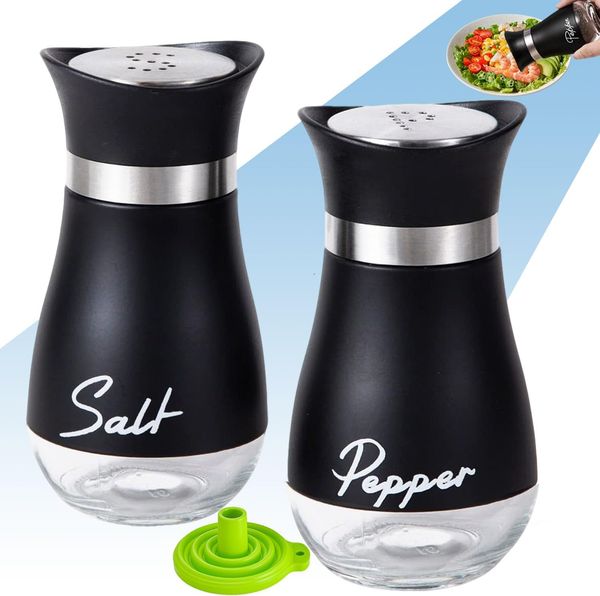 Edelstahl Salz- Und Pfefferstreuer Set Mit Glasflasche, GewüRzspender KüChenzube-image