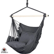 Chic Grey Hammock Chair with Cushions - Light & Durable - Perfect for Any Space