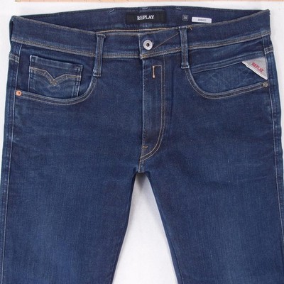 Herrens Replay M914 ANBASS Slim Tapered Elasthan Blau Jeans W36 L30
