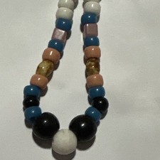  Vintage Czech Glass Bead Necklace Colorful Multi-Stone Statement Handcrafted