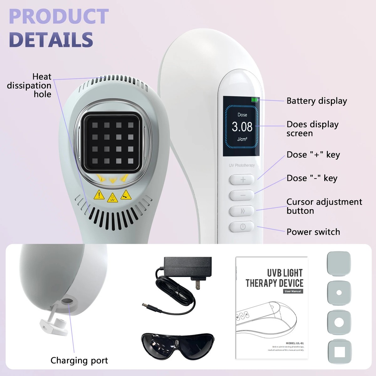 308nm Home Phototherapy UVB Light Lamp Device for Skin Diseases