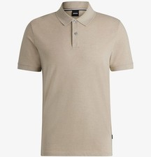 Image of Men's Hugo Boss Beige Pallas 1 Mesh Cotton Polo Shirt Large RRP £99