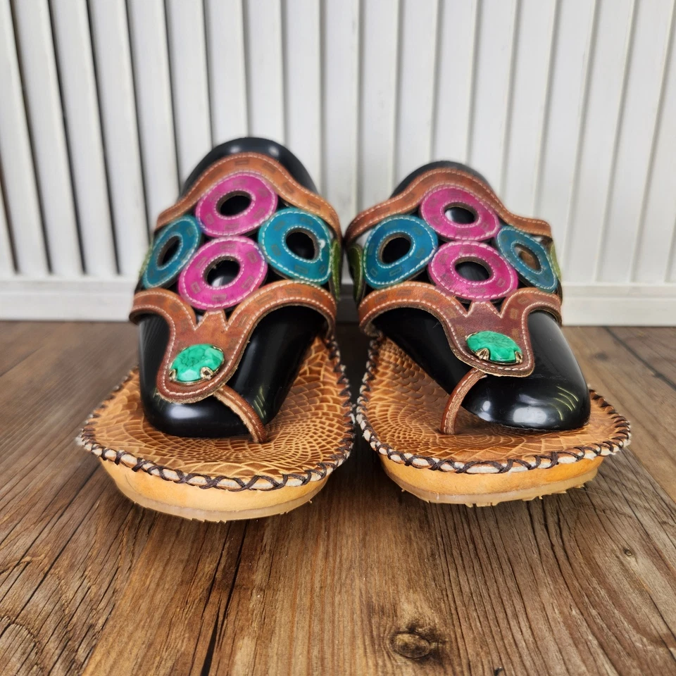 L'Artiste Spring Step Terni-Cam Womens Sz 8.5 Brown Colorful Boho Hippie Sandals - Image 2 of 4