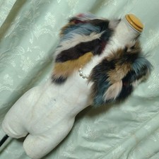 New Blue Fox Fur Scarf Collar with W Clip - Stylish & Unused