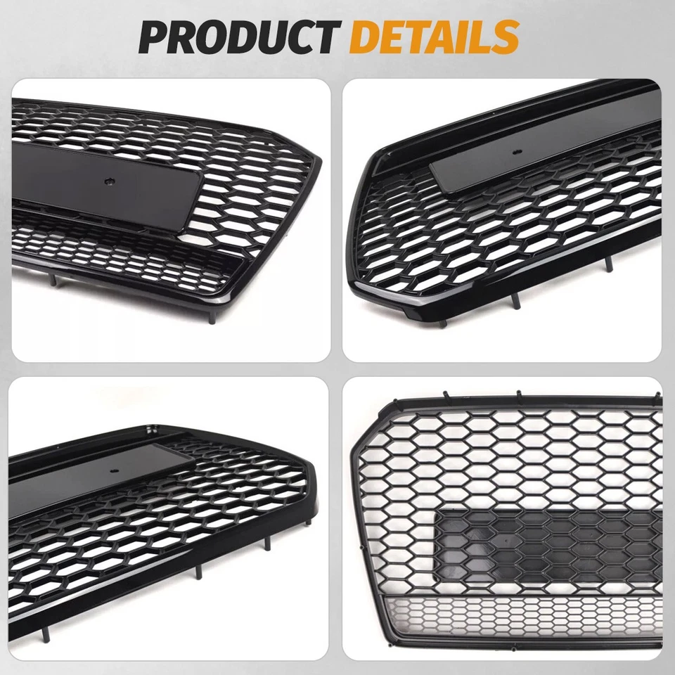 For Audi A6 C7 S6 2016 2017 2018 RS6 Style Front Grille Honeycomb Mesh Grill ABS Foto 3 de 4