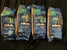 Lot of 4 Gillette Men's Sensor 2 Plus Pivoting Head Disposable Razors 10ct 40ct