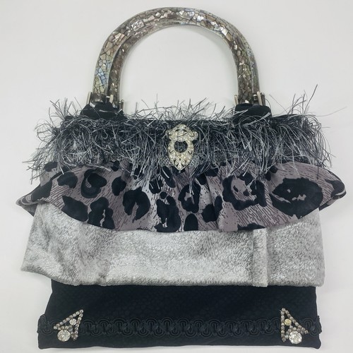 Donna Davie Handmade Purse Silk Velvet, MOP Handle, Studio Design, Retro Bag A22 - Picture 1 of 12