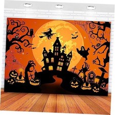 Halloween Backdrop Horror Moon Night Halloween Backgrounds for 7x5ft Orange
