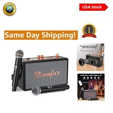 Elegant Retro Karaoke Speaker with Wireless Mics - Perfect Gift for Music Lovers