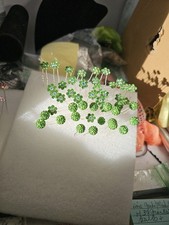 Hair Stick Pins Mixed Lot Of 47 Green Rhinestones Balls  Daisy
