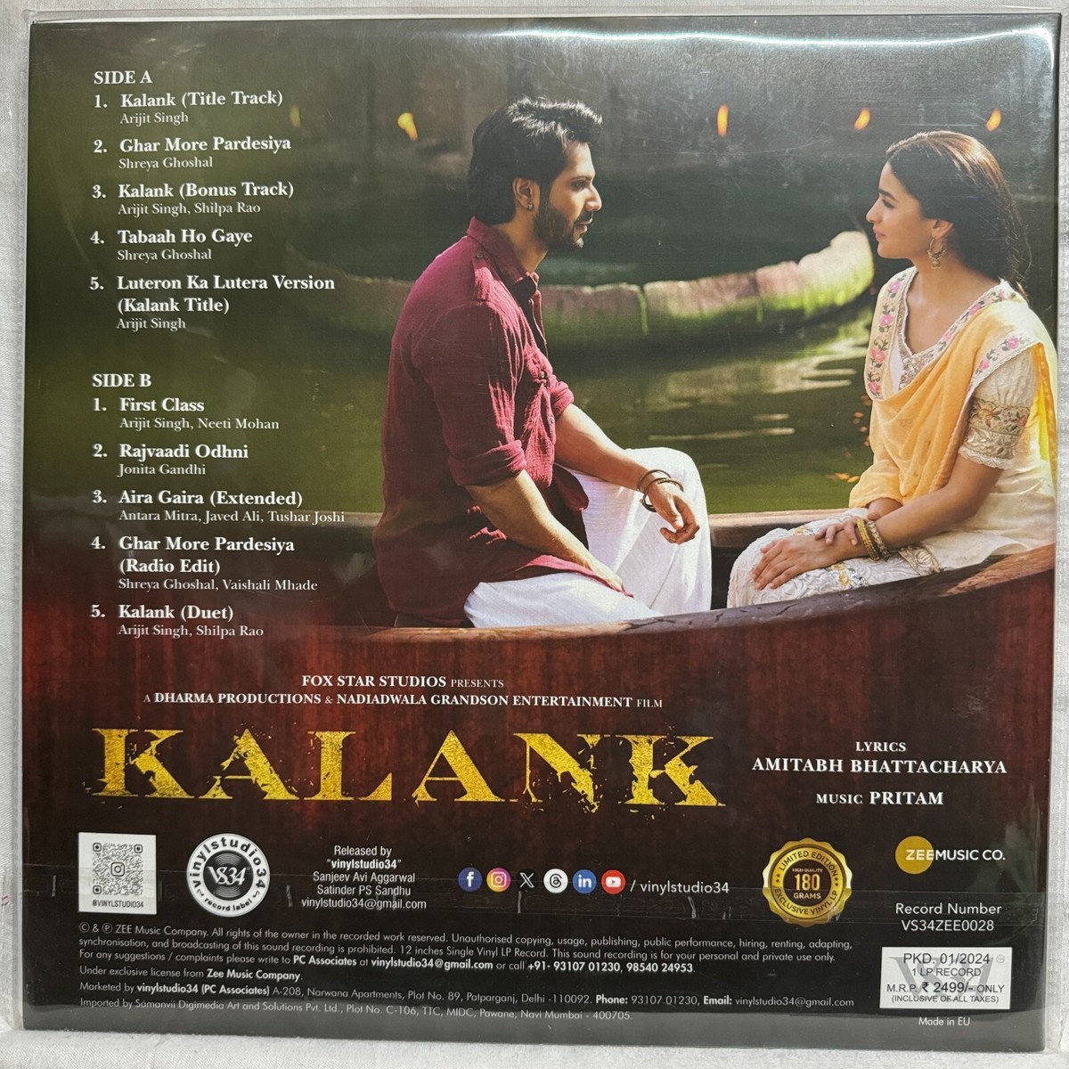 Kalank LP Vinyl Record Music Pritam Bollywood Hindi Film Soundtrack Indian  Mint