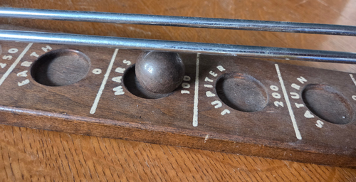 Vintage 1950s Wood Drueke Shoot The Moon Game Including Metal Ball Original VG - Picture 5 of 8