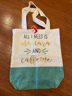 Canvas Tote Bage - NWT - ''All I Need Is Mascara and Caffeine''