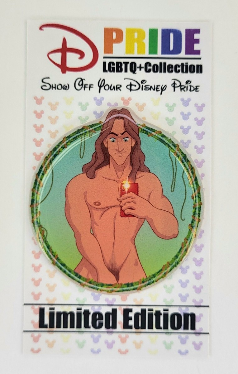 1000点限定 激レア★ターザン TARZAN 額縁 ピンバッジ★ディズニー Disney Tarzan buff shirtless muscle selfie June Gay Pride interest