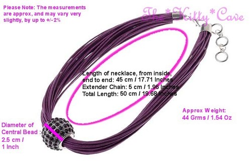 Colour-Pop-Multi-Corded-Slider-Ball-Pendant-Collar-Necklace-w-Swarovski-Crystals