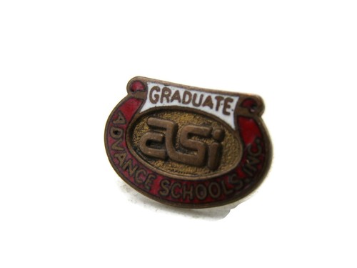 Vintage ASI Advance Schools Inc Graduate Pin Horseshoe Shape Enamel Gold Tone - Picture 1 of 4