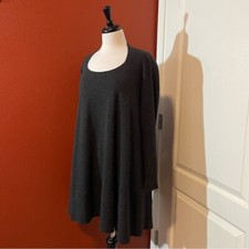 Sundance Women's 100% Gray Cashmere Long Sleeve Scoop Sweater Winter Dress