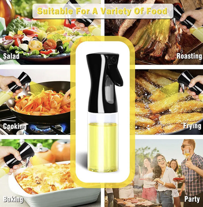 TONAUA Ölsprühflasche 200ml Aus Glas - Perfekt Für Heißluftfritteuse & Gesundes Kochen