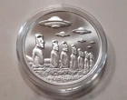 UFOs over EASTER ISLAND - 1 oz Fine Silver - Intaglio