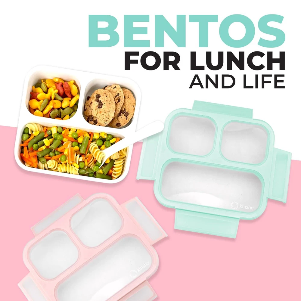 Medium Bento Box For Kids Lunchbox For Boys Or Girls Leakproof 3 Compartment Con