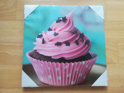 destjen & meyer | Wandbild Dekobild Leinwand Muffin Cupcake 25x25 cm rosa mint