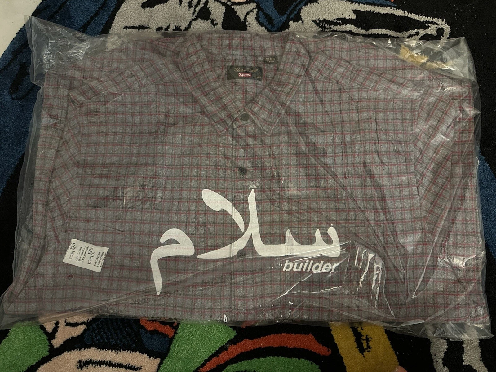 Chemise homme SUPREME x UNDERCOVER 23SS S/S flanelle grise à carreaux manches courtes XL