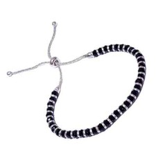 Sterling Silver Adjustable Bracelet Nazariya with Crystals for Girls Women 6.5"