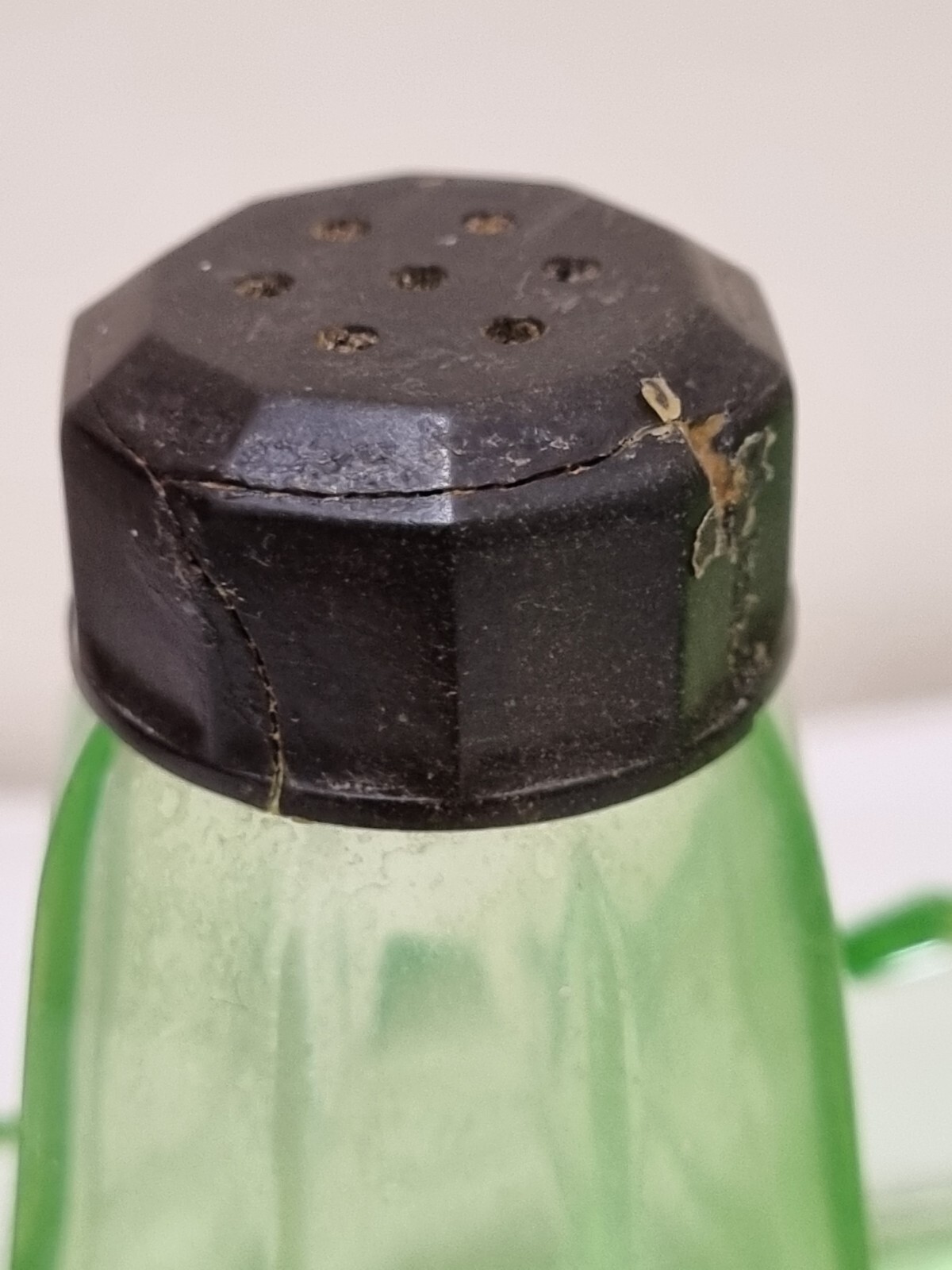 URANIUM GLASS? CRUET SET CZECH GLASS eBay