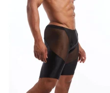 N2N Bodywear Men's Sheer Skin Biker Short, Size M Black - NWT Gym Swim Active