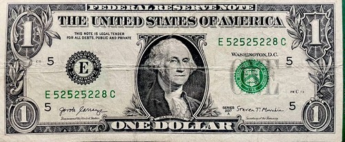 Fancy Serial Number 2017A $1.00 (Repeating Note) (52525228)