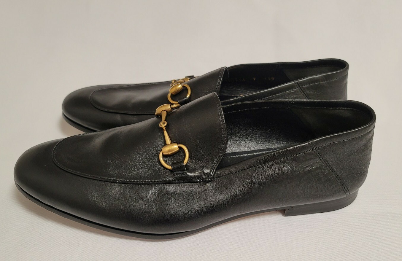 gucci men's leather apron toe loafers